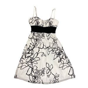 Speechless Girls White & Black Shimmer Design Spaghetti Strap Dress Sz XS